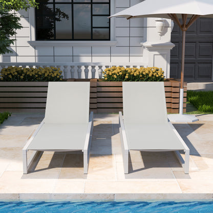 Tavilinin 5-Level Adjustable Outdoor Chaise Lounge, Durable Aluminum Frame & Textilene Mesh
