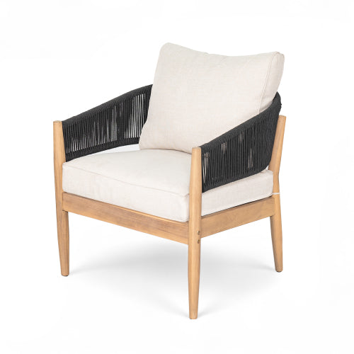 Veronia Outdoor Patio Acacia Wood Club Chair With Cushion,Set of 2