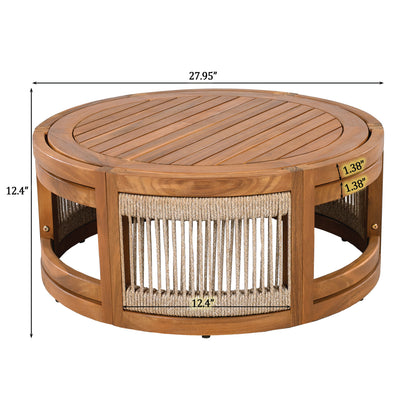 Vireo 4-Piece Patio Seating Group 2 Chairs, Loveseat & Table Acacia Wood Outdoor Furniture Set