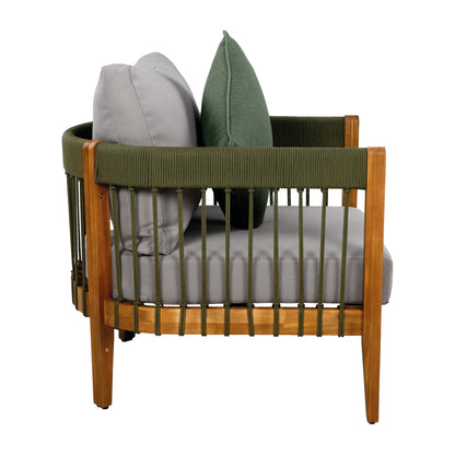 Tavithalae Acacia Wood Outdoor Club Chair with Water-Resistant  Cushions