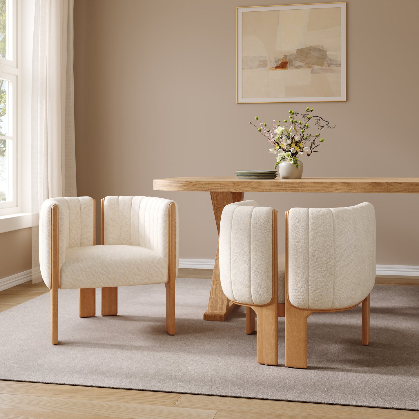 Cerys Dining Chairs Set of 2, Modern Stylish Seating with Rubber Wood Frame