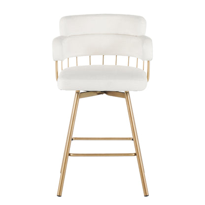 Novimonir 26" Counter Height Bar Stools Set of 2, 180° Swivel Upholstered Barstools