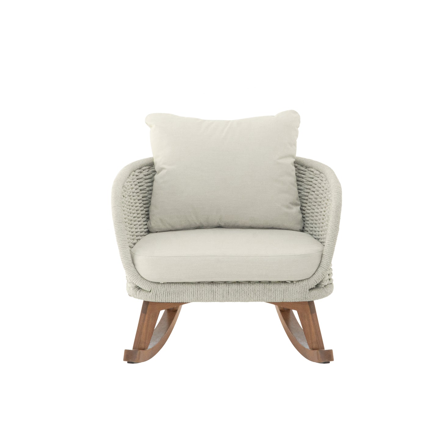 Elarvasir Contemporary Minimalist Beige Wicker Rocking Chair with Soft Polyester Cushions