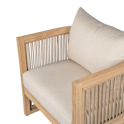 Maelrik Outdoor Acacia Wood Patio Chair with Cushions