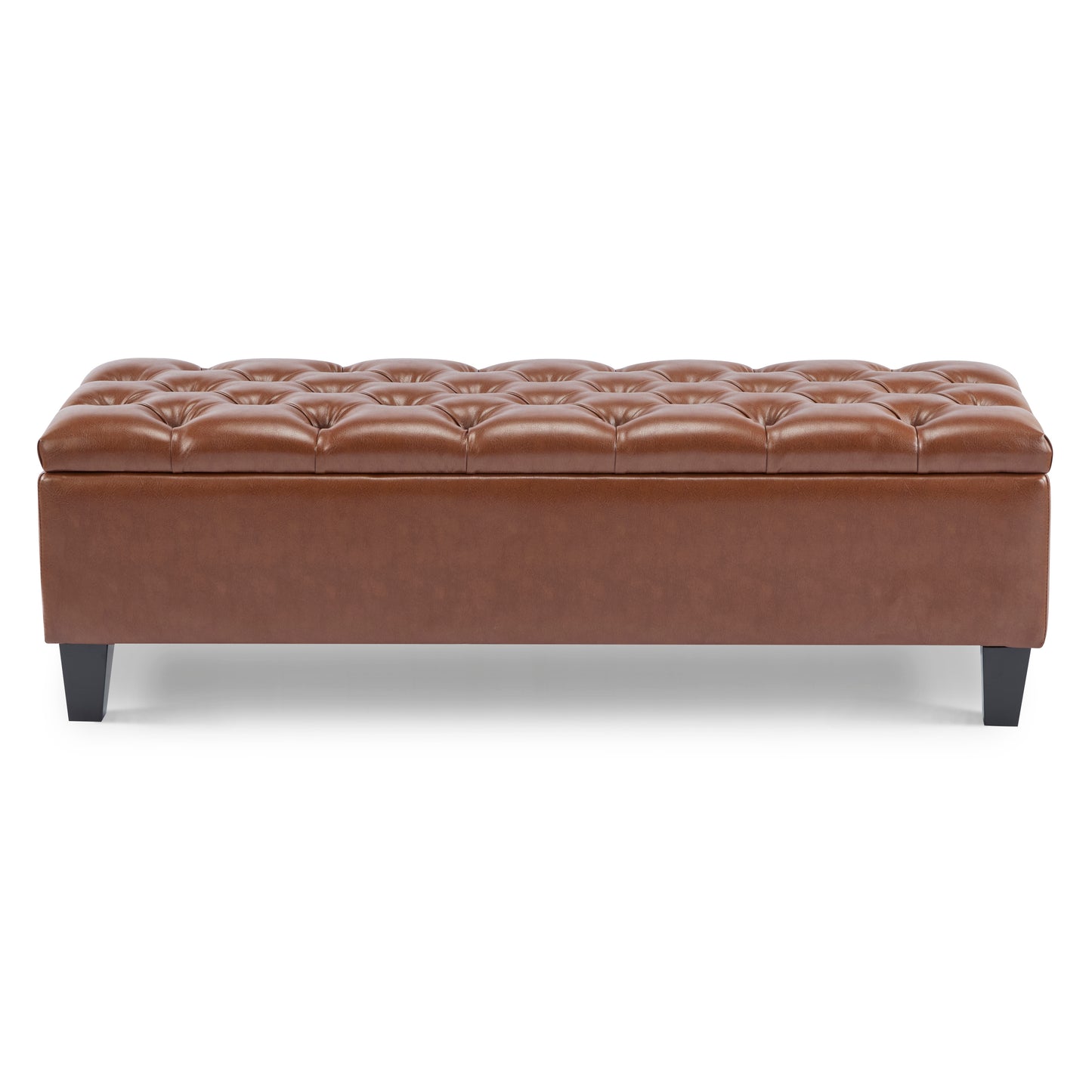 Molle Contemporary Button-Tufted Leather Storage Ottoman Bench