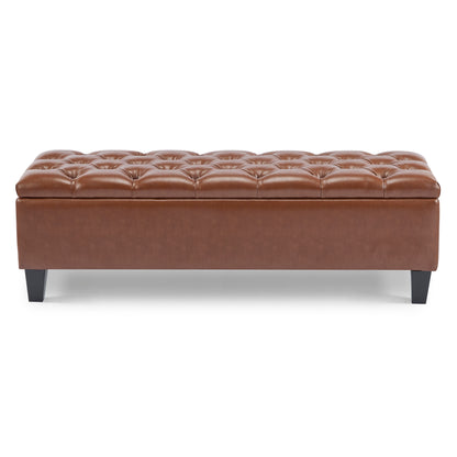 Molle Contemporary Button-Tufted Leather Storage Ottoman Bench