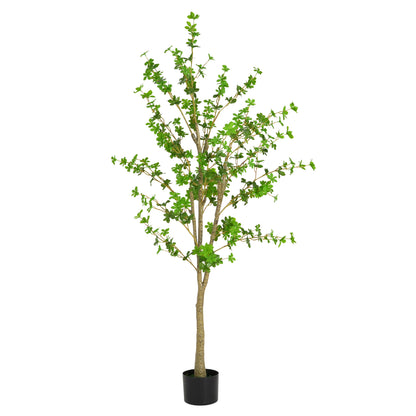 Kyrion 76" Artificial Enkianthus Tree with Black Plastic Pot