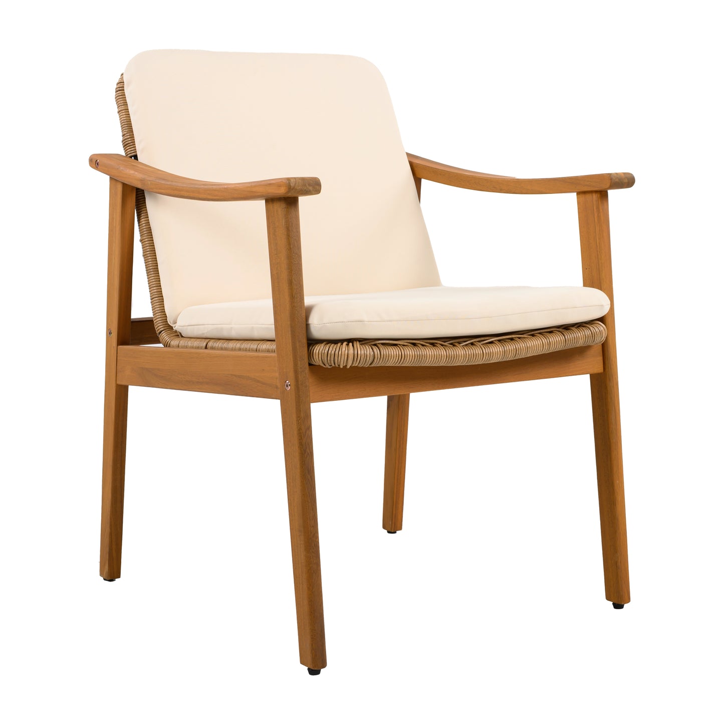 Demorivor Outdoor Dining Chairs Set of 2, Teak Color Acacia Wood Frame,Waterproof Cushion