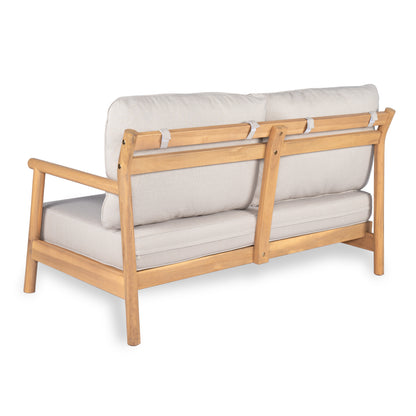 Selyric Patio Acacia Wood Sofa-and-Chaise sectional L-shape, Loveseat + Lounge with Water-resistant Cushion
