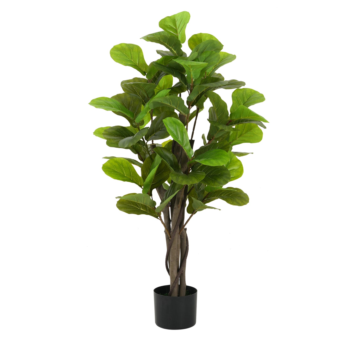 Halvard 51" Artificial Fiddle Leaf Fig Tree with Black Plastic Pot