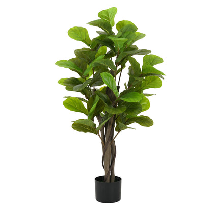 Halvard 51" Artificial Fiddle Leaf Fig Tree with Black Plastic Pot