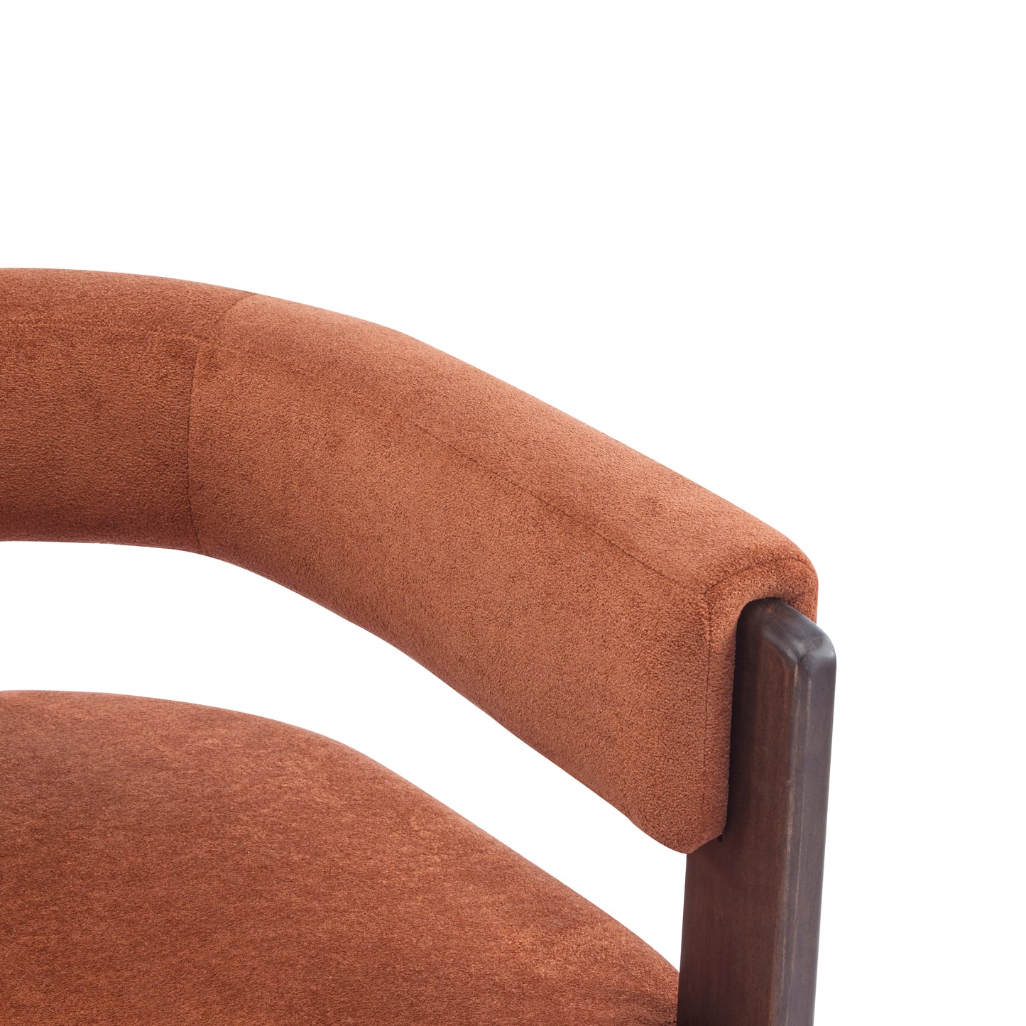 Noah Upholstered Boucle Accent Arm Chair, Rubberwood, Beige+walnut