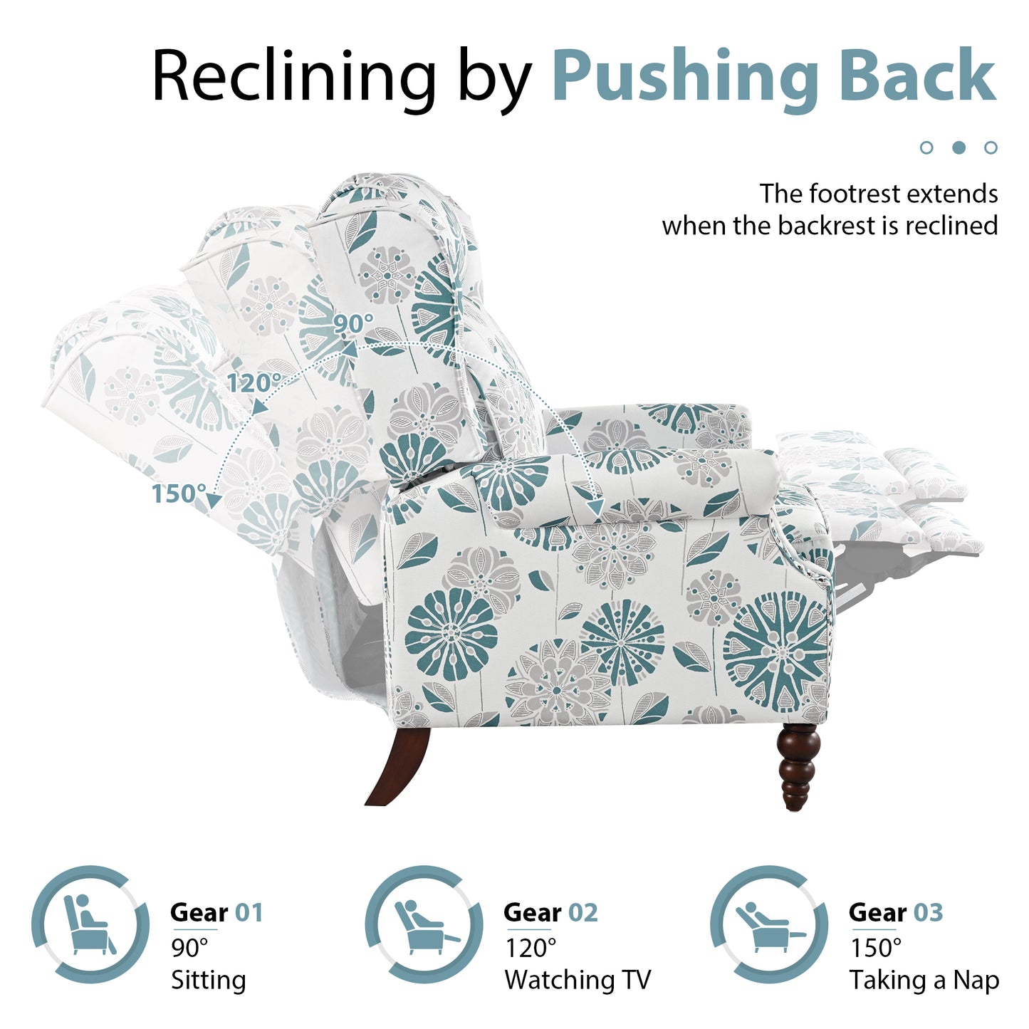 Marlowe Push Back Recliner Chair Upholstered Recliner Armchair