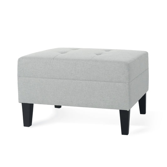 Briseis High-quality Upholstered Ottoman with birch legs, comfortable lounge stool