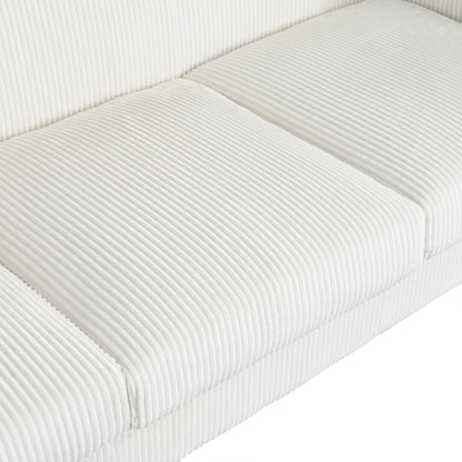Modern three-seat Solid Wood sofa in striped finish with two cup holders