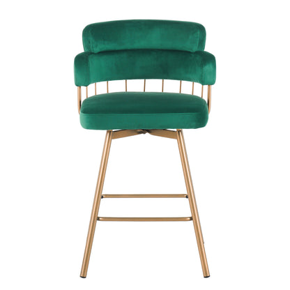 Novimonir 26" Counter Height Bar Stools Set of 2, 180° Swivel Upholstered Barstools