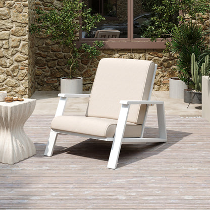Youssef Patio Lounge Chair, Outdoor Club Chair with Beige Cushion