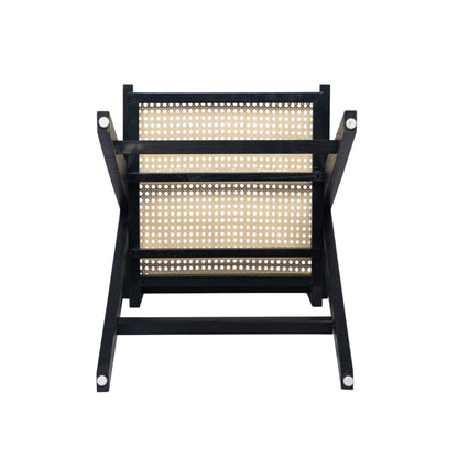 Lomiare Modern Minimalist Bar Stool with Cane Seat, Solid Wood Frame