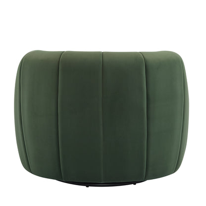 Lithe Monroe Velvet Swivel Club Chair,Armchair with 360-Degree Rotation,Upholstered Barrel Swivel Sofa Chair for Living Room/Bedroom,Tufted Back,Thick Cushion, Iron Base, Olive Green