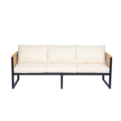 Asher Outdoor 3-piece Acacia Wood and Metal Patio Sofa Set