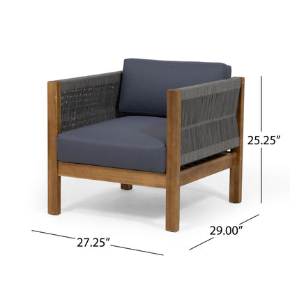 Charlotte Outdoor Acacia Wood and Rope Club Chair