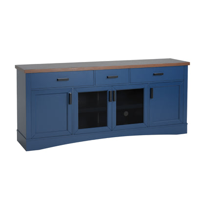 Solther Modern TV Console, 67" Width TV Stand, Glass Doors & Storage Drawers