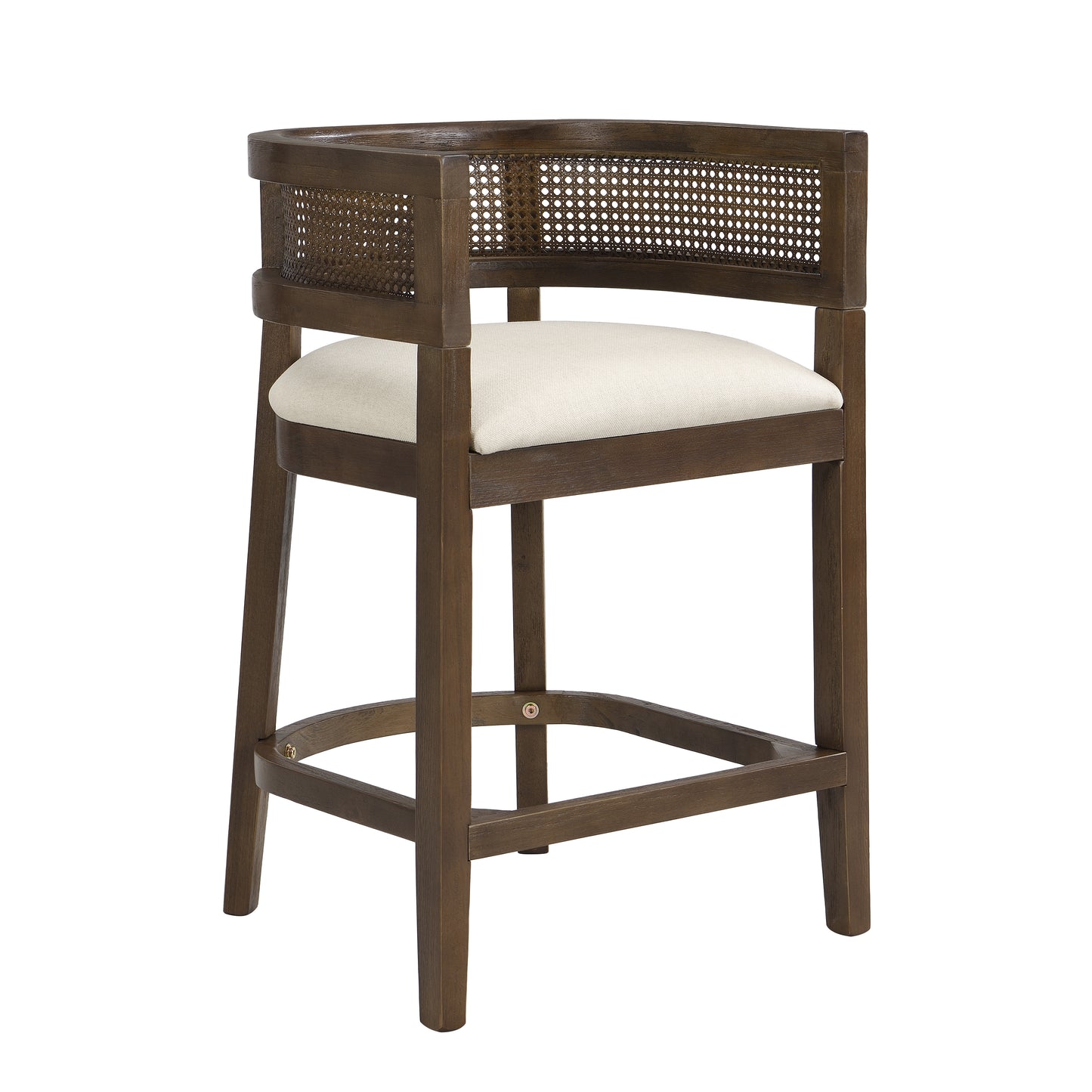 Isidore Wood And Rattan Upholstered Arm Counter Stools,Set of 2
