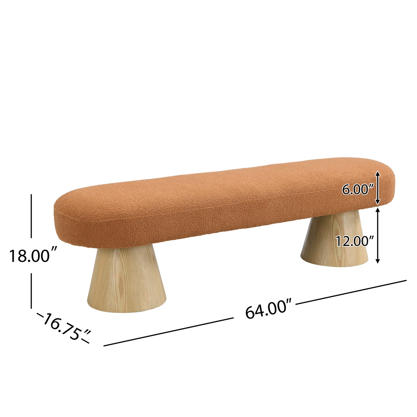 Hrafnol 64"L  Dining Bench for Dining Room, Upholstered Bedroom End of Bed Entryway Bench