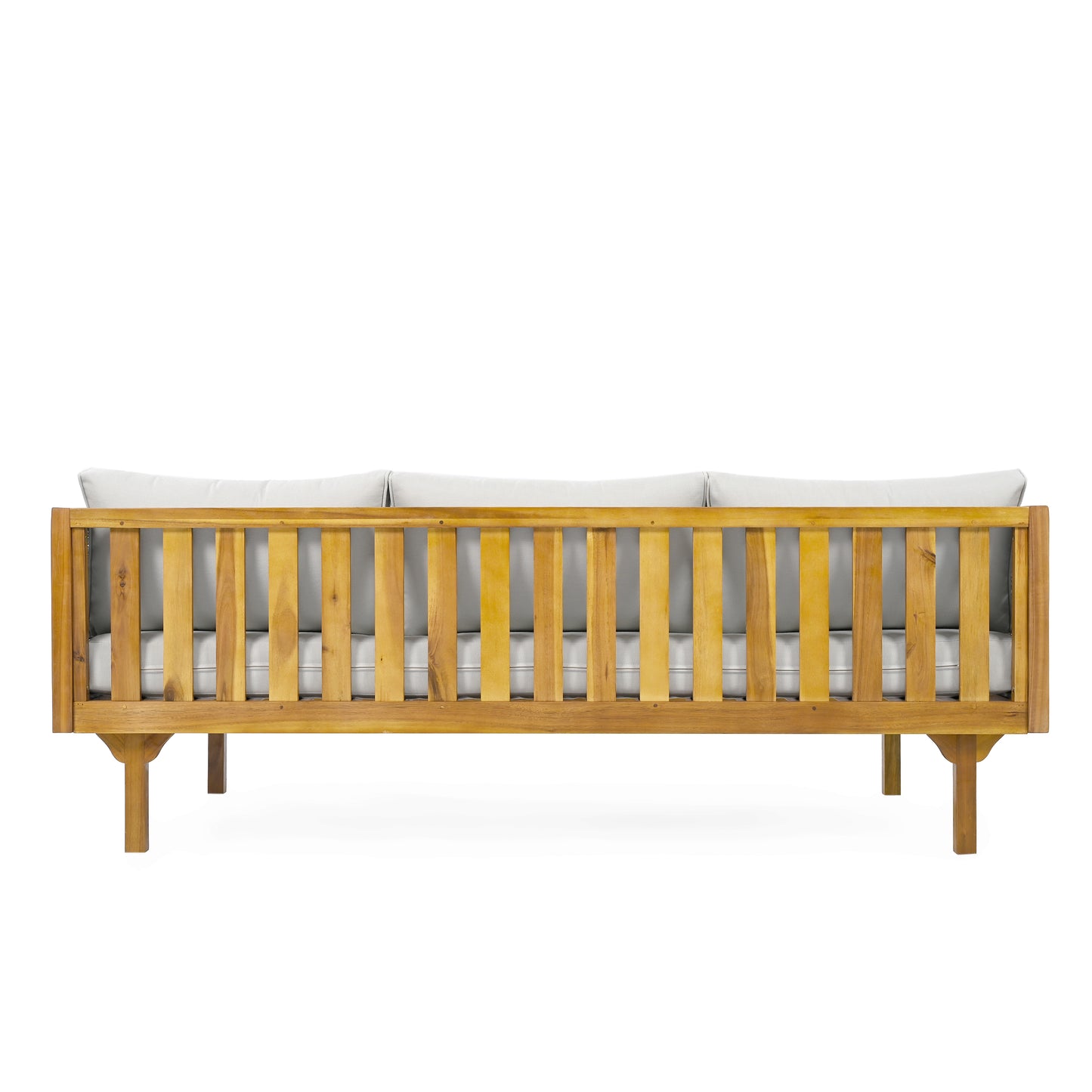 Xenath Outdoor Patio Furnitre Sets 3 Pieces,3 Seater Daybed With Rattan Arms  + Acacia Wood Table