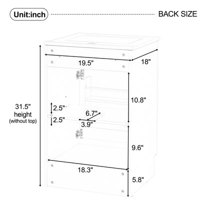 Effervescent Vanes Wood Frame 20" Bathroom Vanity with Ceramic Sink, Cabinet with Soft-Closing Door Shelf and Adjustable Shelf, Open Back, Metal Hardware, Storage/Organizer, White