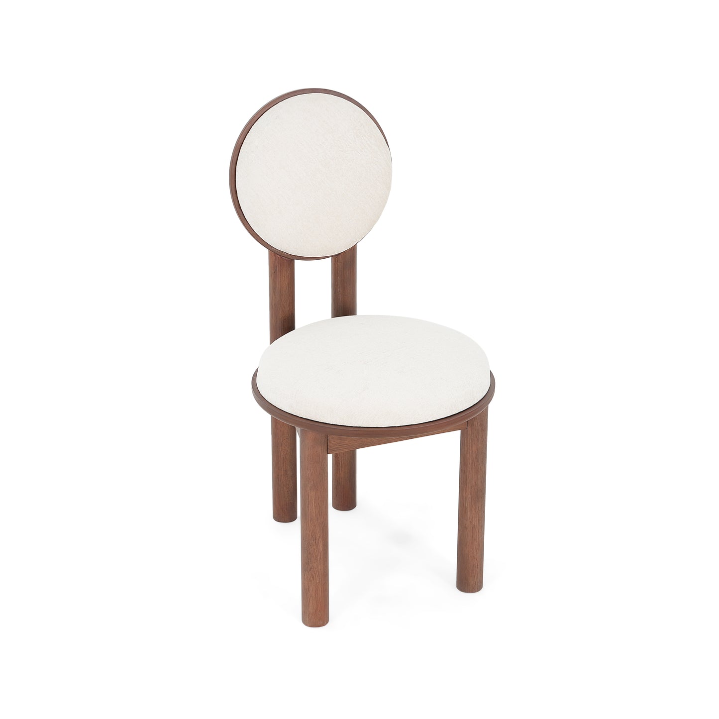 Ardene Polyester Beige Fabric Dining Chair with wooden frame (Set of 2)