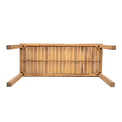 Caeli Outdoor Acacia Wood Patio Bar Table, Slatted Top