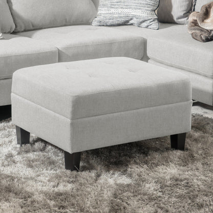 Briseis High-quality Upholstered Ottoman with birch legs, comfortable lounge stool