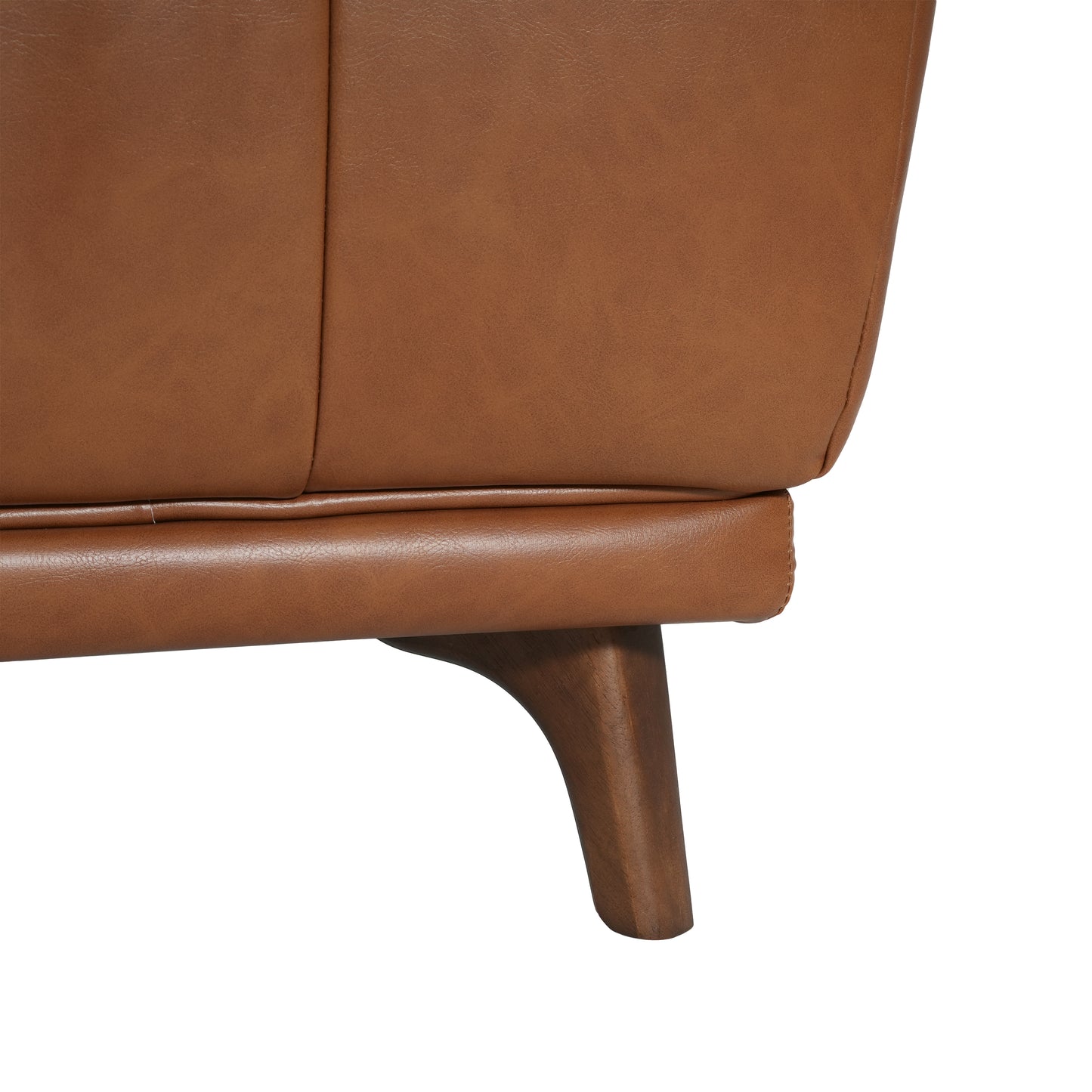 Sonicpeak Mid-Century Modern PU Upholstered Ottoman