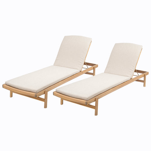 Mallorcar Acacia Wood Chaise Lounge With Cushion
