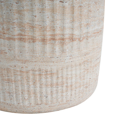 Alderbay Outdoor Lightweight Concrete Side Table,Travertine Finish