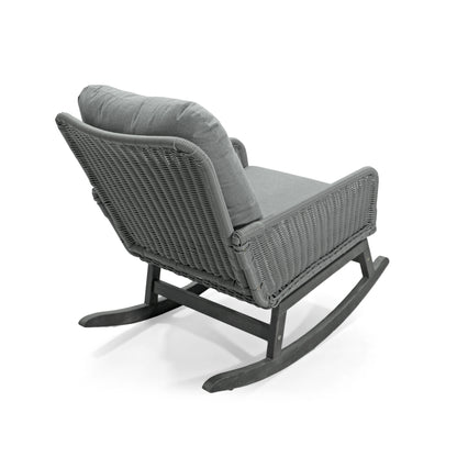 Elarcanium Contemporary Minimalist Gray Wicker Rocking Chair with Polyester Cushions