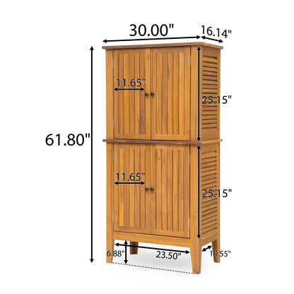 Eirion Outdoor Patio Storage Cabinet, Acacia Wood