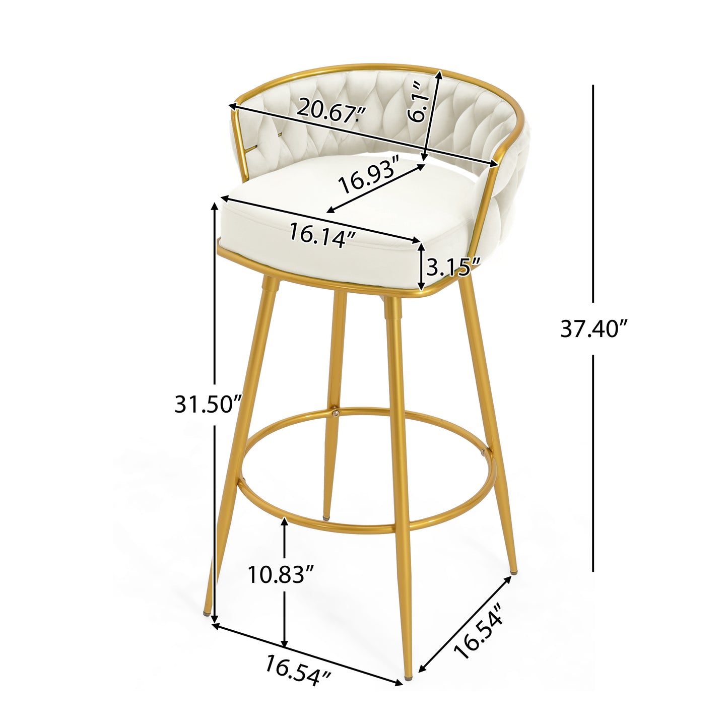 Flufy Modern Swivel Counter Height Bar Stools Barstool,Set of 2