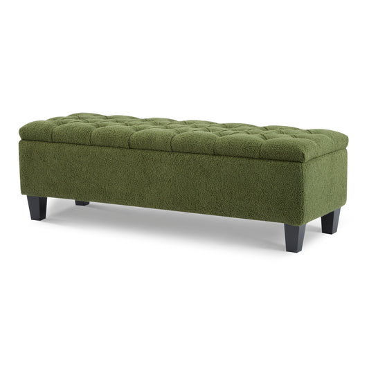 HaChe Ottoman Bench with Storage,Boucle Surface, Rubber Wood Legs, 300 lbs Capacity