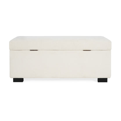 Hopehorizon Rectangle Chenile Solid Wood Storage Ottoman Chenille