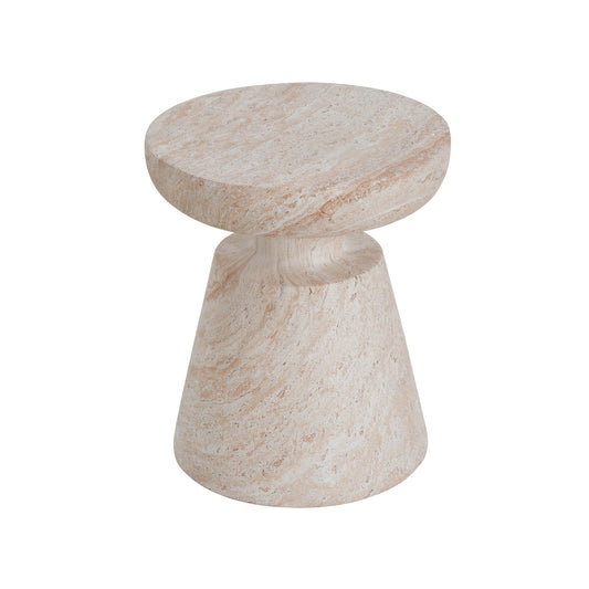 Strato Outdoor Lightweight Concrete Side Table,Travertine Finish