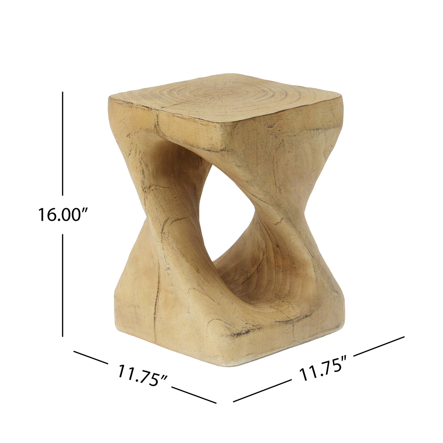 Woanar MGO Twist Shape Side Table, Wood-like texture