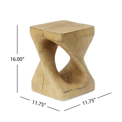 Woanar MGO Twist Shape Side Table, Wood-like texture