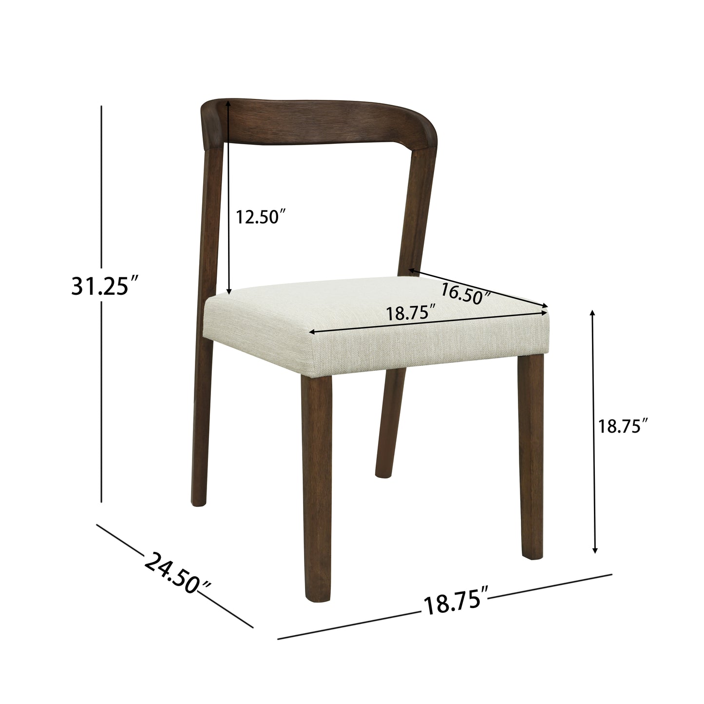 Cavomirium Solid Rubber Wood Dining Chairs,Set of 2