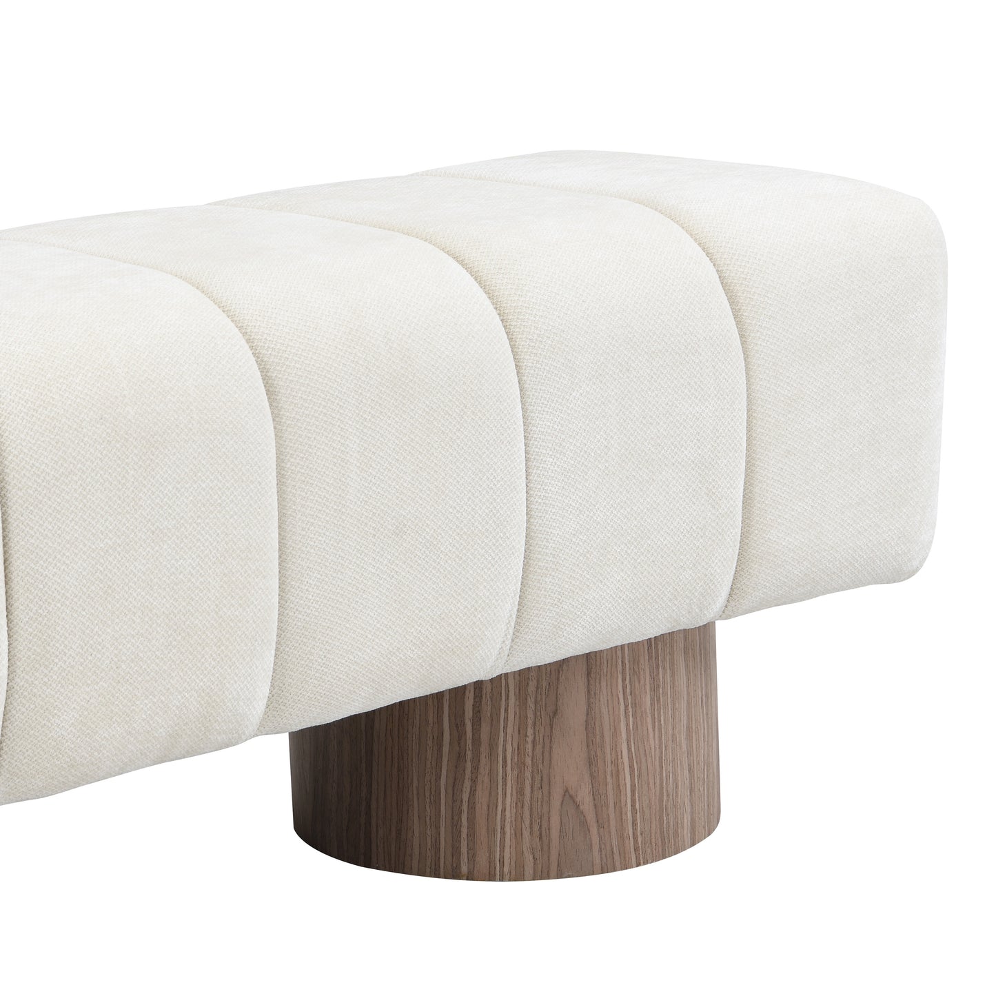 Sylithar Chenille Fabric Upholstered Dining Bench, End of Bed Entryway Bench Ottoman