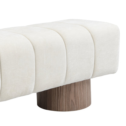 Sylithar Chenille Fabric Upholstered Dining Bench, End of Bed Entryway Bench Ottoman