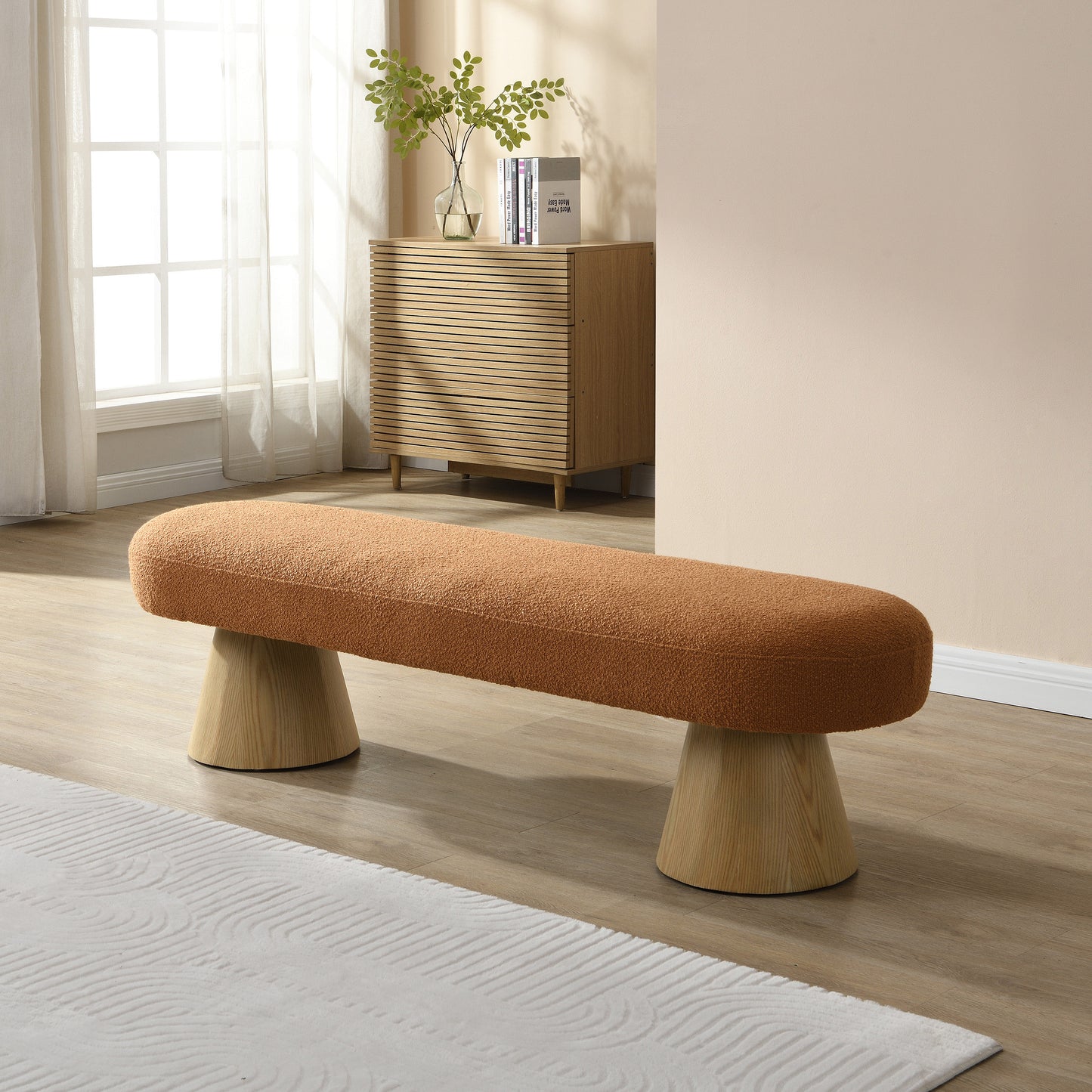 Hrafnol 64"L  Dining Bench for Dining Room, Upholstered Bedroom End of Bed Entryway Bench