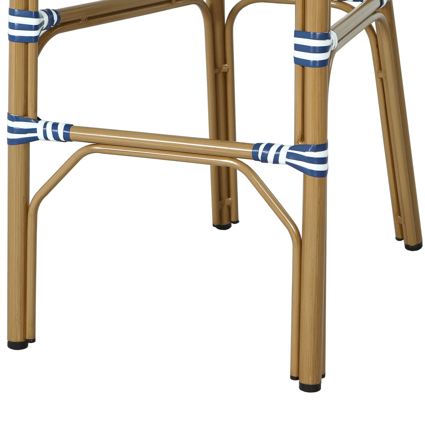 Altocanin 29.5" Outdoor PE Rattan French Barstool, White and Blue(Set of 2)