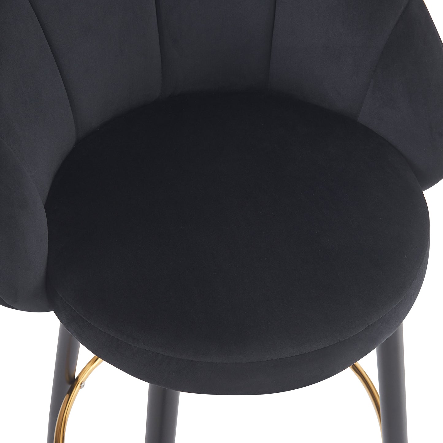 Soreli 40.5" High Back, Black Velvet & Gold Metal Bar Stool,Luxe Modern Design, Set of 2